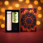 Effete Kesar Pista Almonds Gift Hamper, Golden With Bottle (2 Pc Set), Mix Color - Front View by Nari Haat, Indian et...