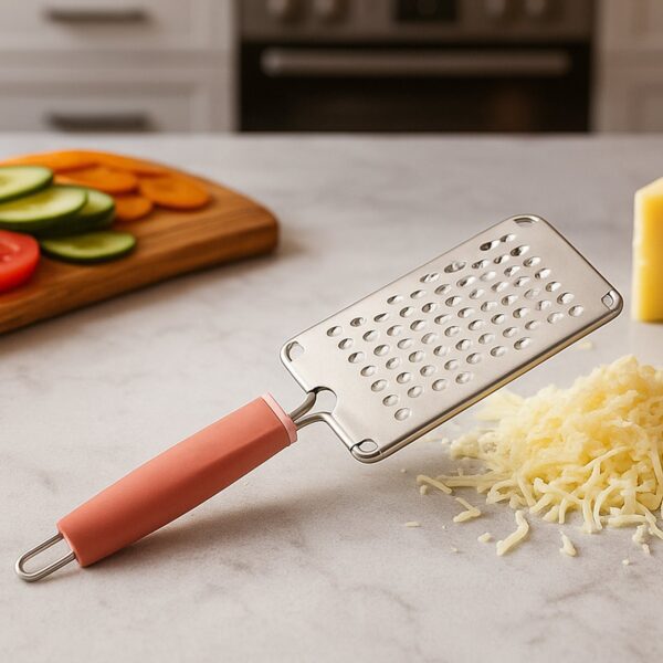 Supermom Stainless Steel Vegetable & Cheese Grater with Soft Grip Handle (1 Pc) - Front View by Nari Haat, Indian eth...