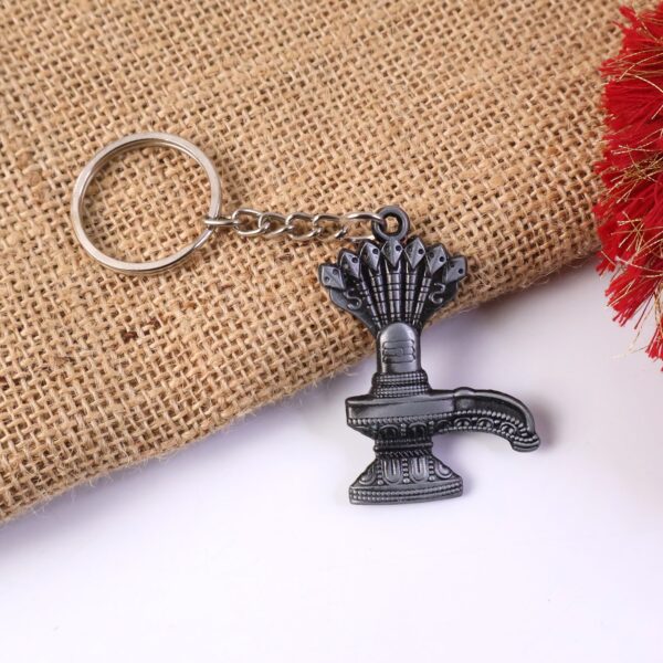 Premium Metal Shiva Lingam with Naag Religious Keychain (1 Pc) - Front View by Nari Haat, Indian ethnic wear, women c...