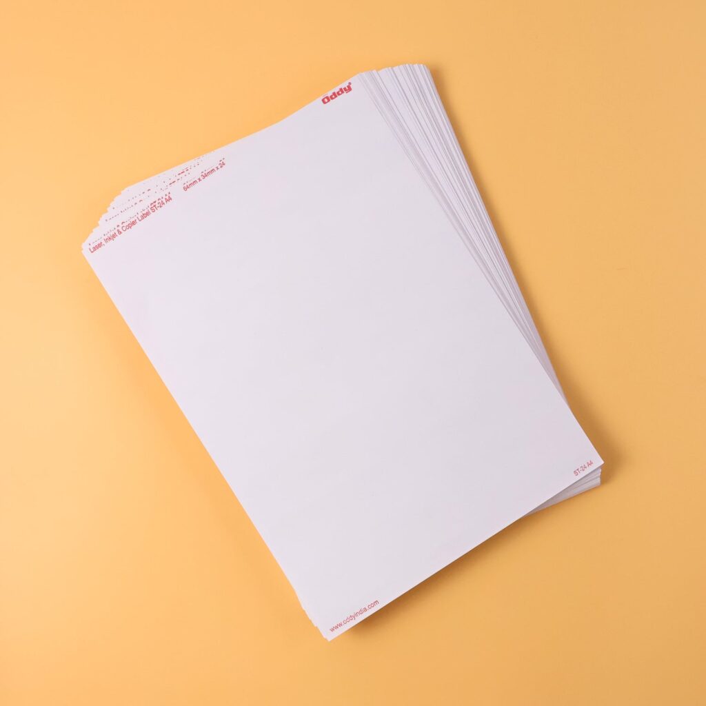 Oddy Self-Adhesive Labels – A4 Sheets, 24-Up per Sheet (100 Sheets, 2400 Labels) - Front View by Nari Haat, Indian ...