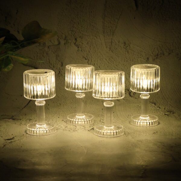 Set of 4 LED Crystal-Effect Table Lamps - Front View by Nari Haat, Indian ethnic wear, women clothing, designer suit