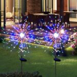 Solar Powered Multicolor Starburst Firework Garden Light Set (2 Pc / 150 LED) - Front View by Nari Haat, Indian ethni...