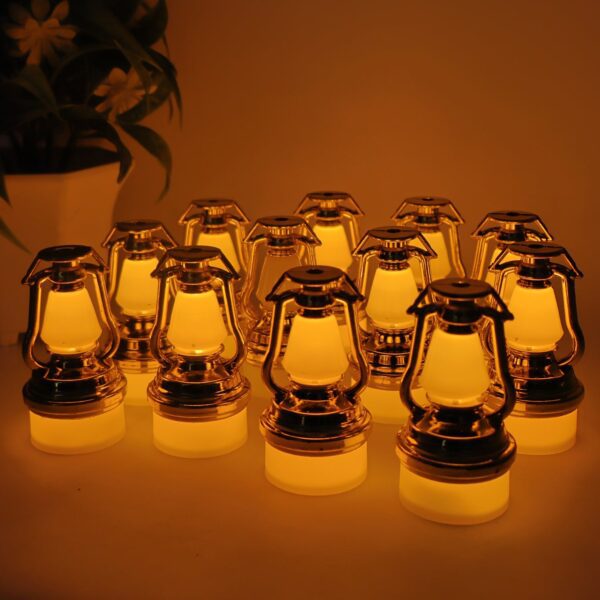 Decorative Vintage Lantern Style Flameless LED Candles (12 Pc) - Front View by Nari Haat, Indian ethnic wear, women c...