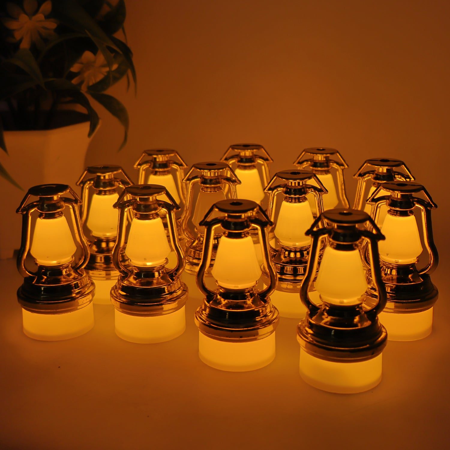 02_light_f9db3835-b3f0-4a56-a70c-9ffa51bed1a9.jpg Decorative Vintage Lantern Style Flameless LED Candles (12 Pc) - Front View by Nari Haat, Indian ethnic wear, women c...