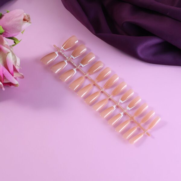 Elegant Nude Glossy Artificial Nail Tips fake nails (24 Pc Set) - Front View by Nari Haat, Indian ethnic wear, women ...