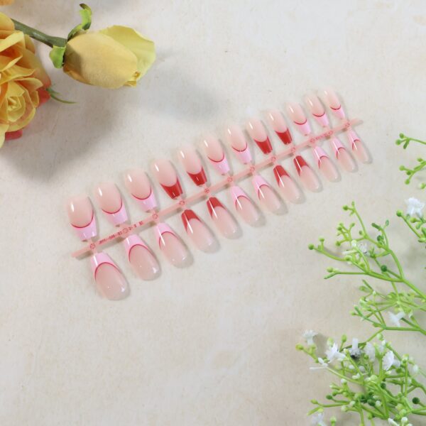 Elegant Nude Glossy Artificial Nail Tips fake nails (24 Pc Set) - Front View by Nari Haat, Indian ethnic wear, women ...