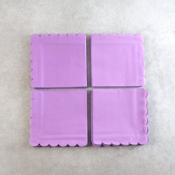 Lilac Scalloped Disposable Paper Napkin (23 x 23 cm / 120 Pc) - Front View by Nari Haat, Indian ethnic wear, women cl...