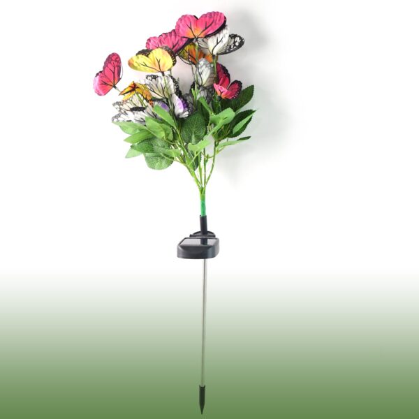 Solar-Powered LED Butterfly Garden Flower Light - Front View by Nari Haat, Indian ethnic wear, women clothing, design...