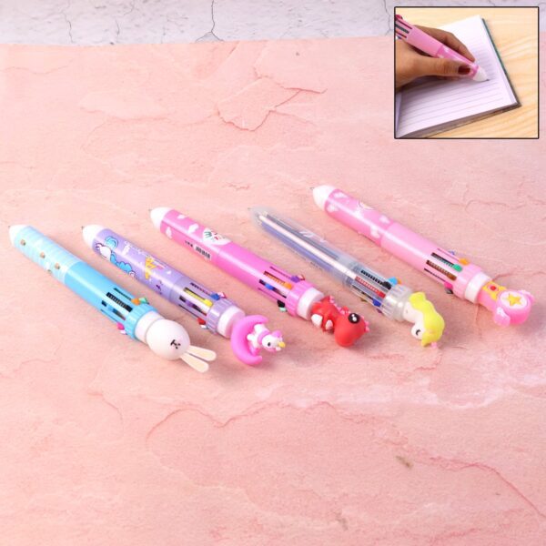 Cute Character Design 10-in-1 Multicolor Ball Pen (1 Pc) - Front View by Nari Haat, Indian ethnic wear, women clothin...