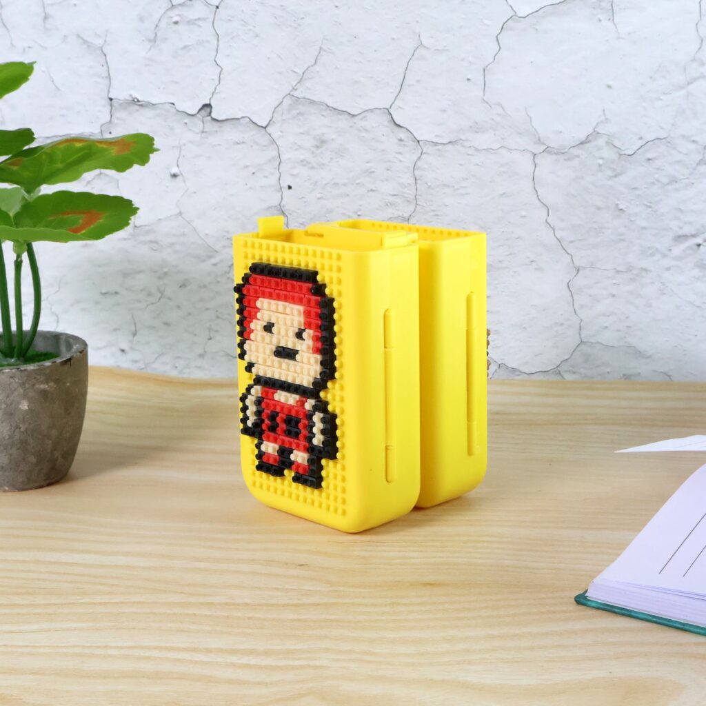 DIY Pixel Art Pen Stand with Building Block Set - Front View by Nari Haat, Indian ethnic wear, women clothing, design...