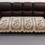 Floral Sofa Seat Runner Protector - (1 Pc / 134x28 Inch) - Front View by Nari Haat, Indian ethnic wear, women clothin...