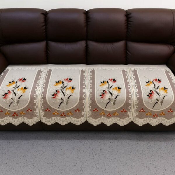 Floral Sofa Seat Runner Protector - (1 Pc / 134x28 Inch) - Front View by Nari Haat, Indian ethnic wear, women clothin...