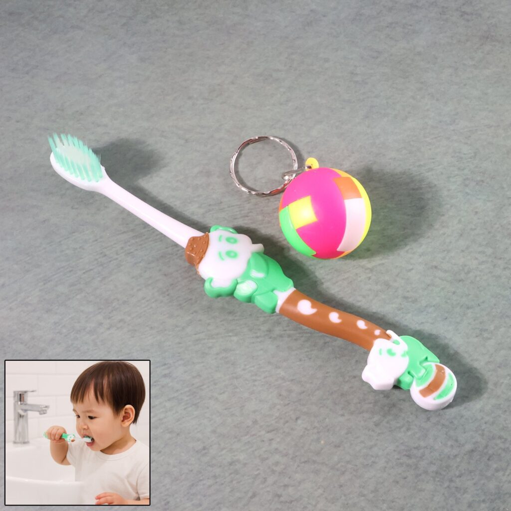Kids Toothbrush and Ball Keychain Toy Set - Front View by Nari Haat, Indian ethnic wear, women clothing, designer suit