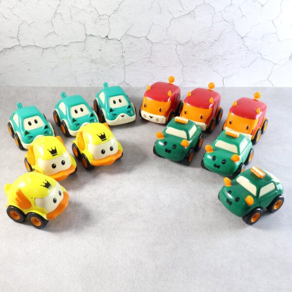Cartoon Pull-Back Car Toy Set for Kids (12 Pc) - Front View by Nari Haat, Indian ethnic wear, women clothing, designe...