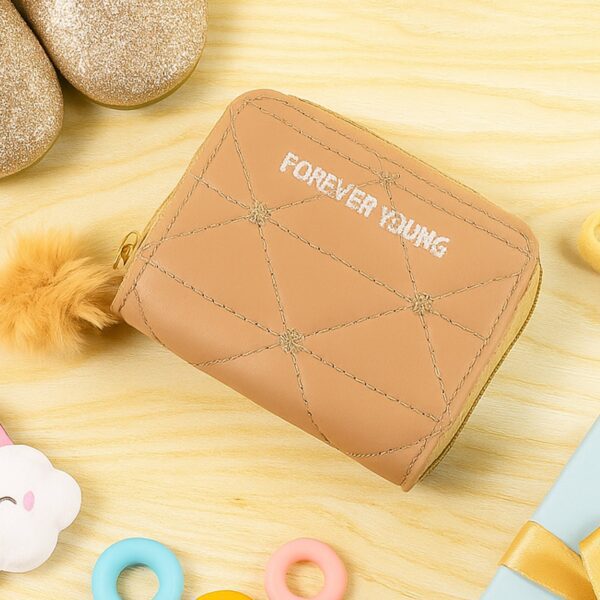 Stylish Kids Wallet with Soft Fur Zip Puller (1 Pc) - Front View by Nari Haat, Indian ethnic wear, women clothing, de...