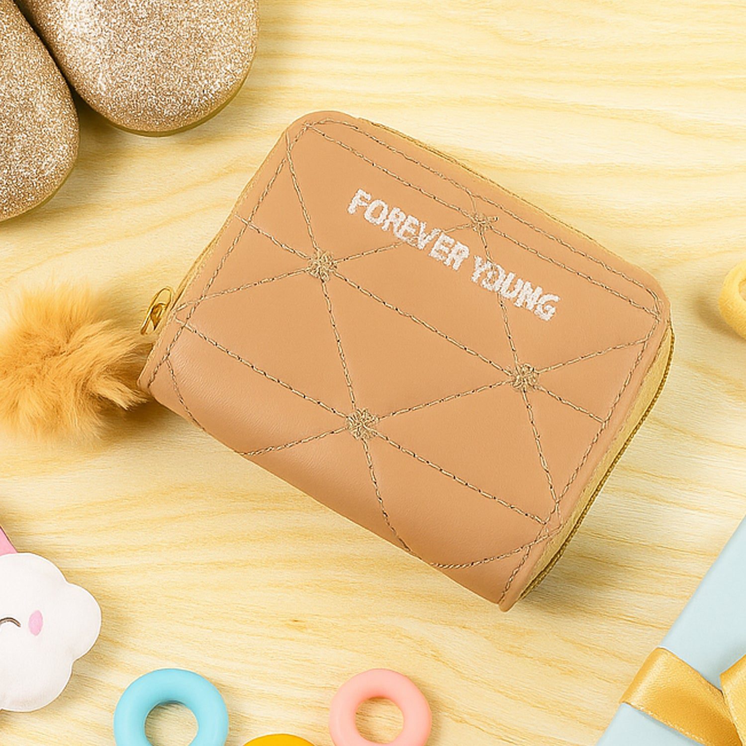 02_wallet_4184843f-db65-4867-a80e-c201e925974f.jpg Stylish Kids Wallet with Soft Fur Zip Puller (1 Pc) - Front View by Nari Haat, Indian ethnic wear, women clothing, de...