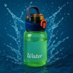 Green Leak-Proof Portable Fruit Infuser Water Bottle Approx 600ML (1 Pc) - Back View by Nari Haat, Indian ethnic wear...