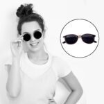 Pink UV Protected Round Sunglasses, classic Sunglasses for Men & Women, Lightweight - Neckline Detail by Nari Haat, I...