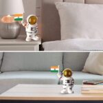 Solar Power Astronaut Ornament Moving Hand with Indian Flag (1 Pc) - Back View by Nari Haat, Indian ethnic wear, wome...