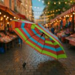 3-Fold Sun & Rain Protective Solid Foldable Umbrella, (1 Pc / Mix Design) - Back View by Nari Haat, Indian ethnic wea...