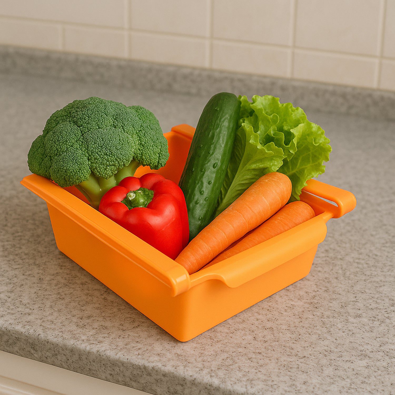 03_0f3087b0-2281-4bf6-856b-c39a461b99c7.jpg Adjustable Sliding Refrigerator Storage Basket (1 Pc) - Front View by Nari Haat, Indian ethnic wear, women clothing, ...