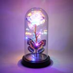 LED Light-Up Eternal Rose Butterfly in Transparent Dome (1 Pc / Battery not Included) - Front View by Nari Haat, Indi...