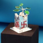 Tulsi Plant Miniature Idol with Mandir Kalash Base - (1 Pc) - Neckline Detail by Nari Haat, Indian ethnic wear, women...