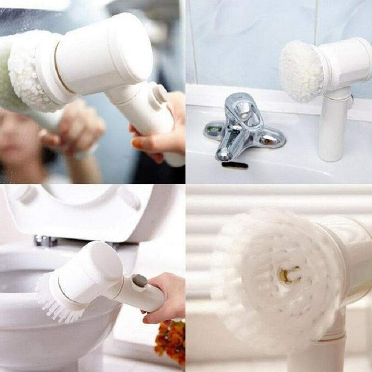 03_2e78908a-5145-42a7-8a42-827bd920cc60.jpg Portable Electric Cleaning Brush with 3 Replaceable Brush Heads (5 In 1) - Front View by Nari Haat, Indian ethnic wea...