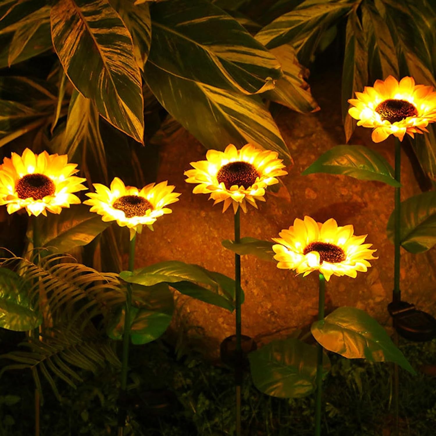03_3bb1332d-a39d-4086-91ed-7f670cf333fe.jpg 2 Pc Outdoor Solar Sunflower Lights – Waterproof Garden Landscape Stake Light - Front View by Nari Haat, Indian eth...