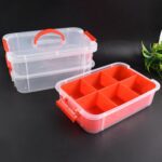 3-Layer Multi-Purpose Transparent Plastic Storage Carry Box with Handle - Back View by Nari Haat, Indian ethnic wear,...