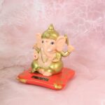 Decorative Medium Lord Ganesh Idol Decorative Statue with Solar-Powered Base (1 Pc) - Fabric Detail by Nari Haat, Ind...