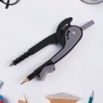 2-Piece Geometry Protractor Set with Lock and Transparent Protractor - Closeup Embroidery by Nari Haat, Indian ethnic...