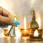 Brass and Steel Temple Ghanti (Pooja Bell) – Decorative Spiritual Accessory - Back View by Nari Haat, Indian ethnic...