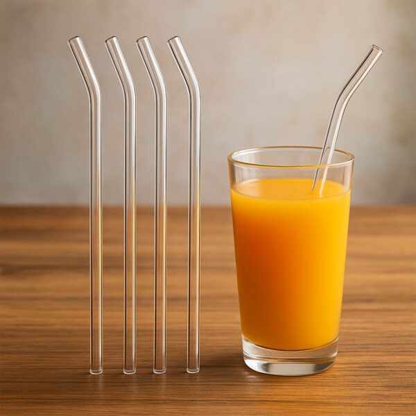 Reusable Glass Straws Clear Glass Drinking Straw 5Pc - Front View by Nari Haat, Indian ethnic wear, women clothing, d...