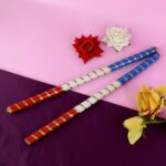 Traditional Decorative Dandiya Sticks Pair for Navratri, Garba (2 Pc) - Back View by Nari Haat, Indian ethnic wear, w...