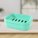 Premium Quality Rectangular Aqua Green Plastic Soap Case (1 Pc) - Neckline Detail by Nari Haat, Indian ethnic wear, w...