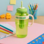 Approx 1300ML Large Capacity Cute Ice Cream Themed Water Bottle with Handle, Straw - Closeup Embroidery by Nari Haat,...