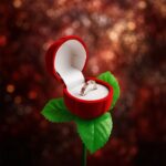 Artificial Rose Flower Shaped Jewelry Ring Box (1 Pc) - Neckline Detail by Nari Haat, Indian ethnic wear, women cloth...