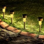 Solar-Powered Stainless Steel Garden Pathway Lights 31x4 cm (2 Pc) - Neckline Detail by Nari Haat, Indian ethnic wear...