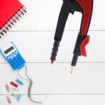 2 Pc Geometry Set – Built-in Pencil Grip & Transparent Plastic Protractor - Neckline Detail by Nari Haat, Indian et...