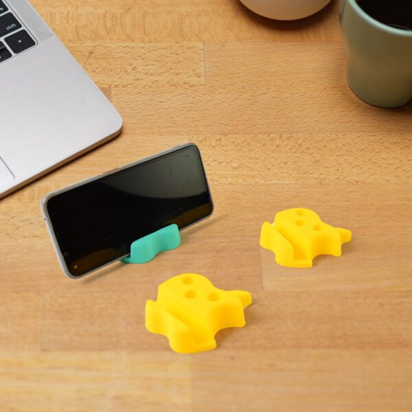 Multi-Functional Apple-Shaped Plastic Mobile Stand with Pen Holder (3 Pc / Mix Color) - Front View by Nari Haat, Indi...