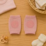 Pink Toddler Wool Knit Leg Warmer (Knee Guard) - Closeup Embroidery by Nari Haat, Indian ethnic wear, women clothing,...