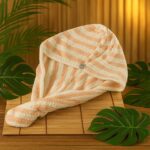 Soft Microfiber Hair Drying Towel Wrap with Cute Teddy Bear Button (1 Pc) - Back View by Nari Haat, Indian ethnic wea...