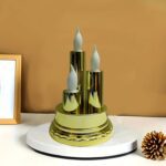 LED Flameless Candle Lamp with Triple Candle Design (1 Pc) - Fabric Detail by Nari Haat, Indian ethnic wear, women cl...