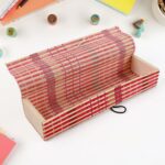 Multi-Purpose Handcrafted Bamboo Mat Style Pen Pencil & Makeup Box (1 Pc) - Back View by Nari Haat, Indian ethnic wea...