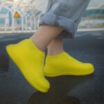 Yellow Non-Slip Silicone Rain Shoe Cover – Waterproof Foldable Anti-Skid (1 Pair) - Closeup Embroidery by Nari Haat...