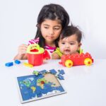 Educational Wooden World Map Puzzle for Kids - (1 Set) - Neckline Detail by Nari Haat, Indian ethnic wear, women clot...