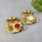 Decorative Plastic Kalash-Shape Double Kumkum Box (Mix Design, 1 Pc) - Back View by Nari Haat, Indian ethnic wear, wo...