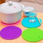 Silicon Hot Pot Mat Set - 4-Piece Heat-Resistant Trivets for Protecting Surfaces - Back View by Nari Haat, Indian eth...