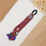Traditional Multicolor Braided Hair Accessory Stylish Kodi String Bow (1 Pc) - Closeup Embroidery by Nari Haat, India...